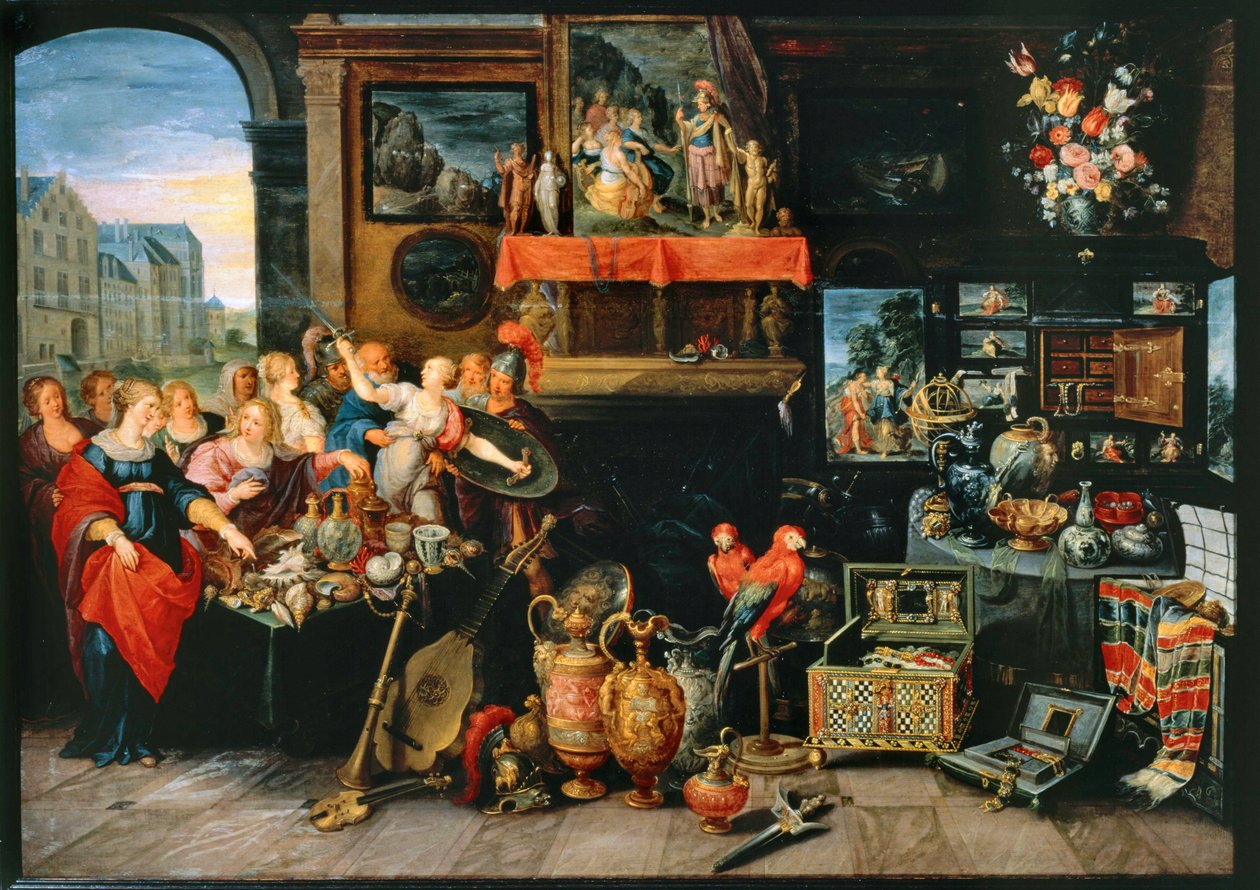 Ulisses reconhece Aquiles entre as filhas de Licómedes ... de Frans II the Younger (workshop of) Francken