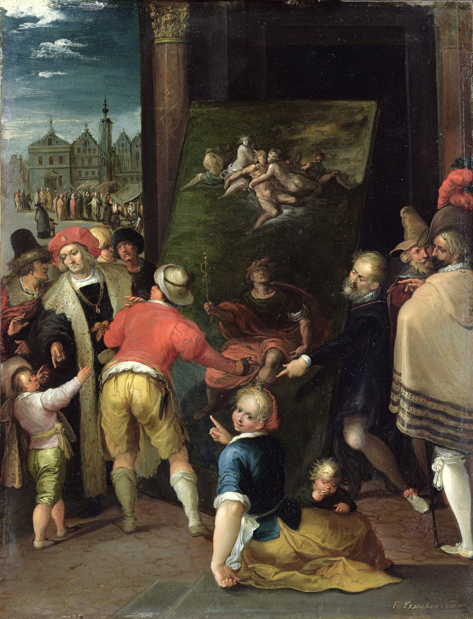Apeles e o Sapateiro, 1610-15 (óleo em cobre) de Frans II the Younger Francken