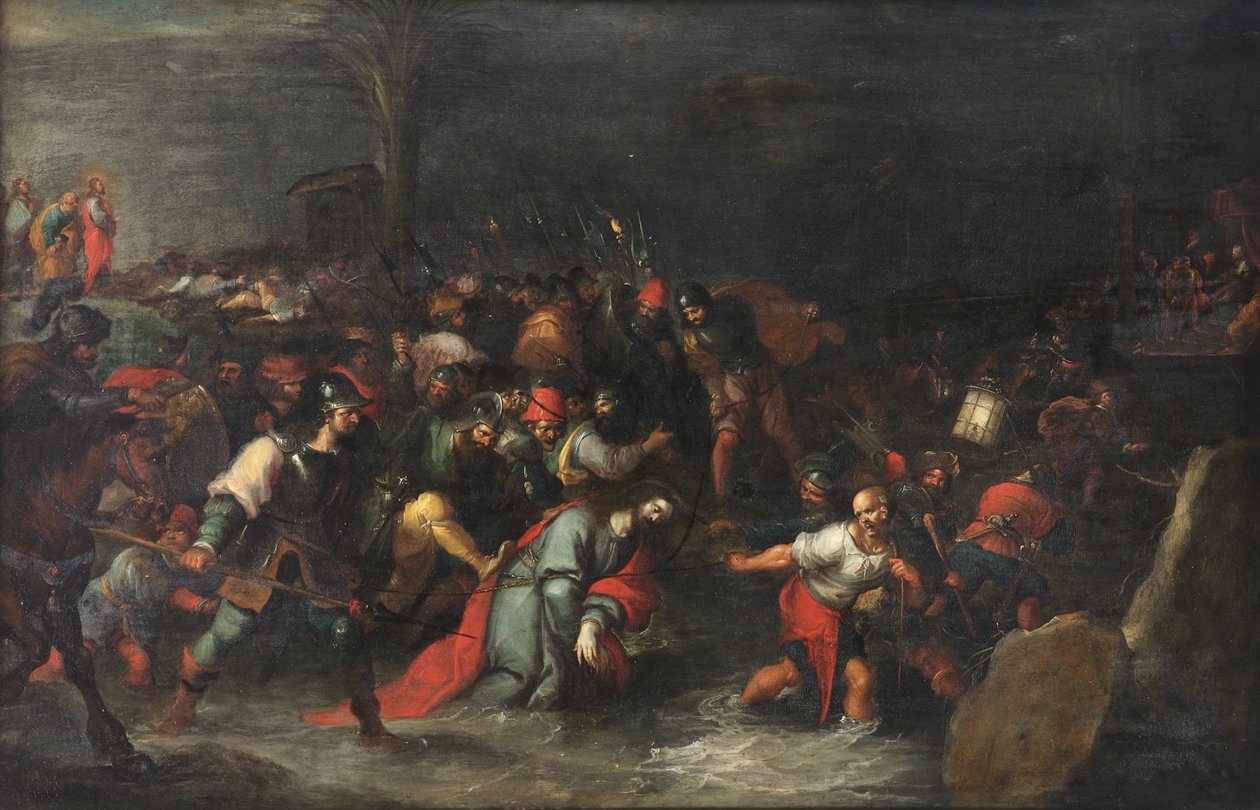 Cristo sendo arrastado pelo ribeiro Cedron após sua prisão de Frans II the Younger Francken