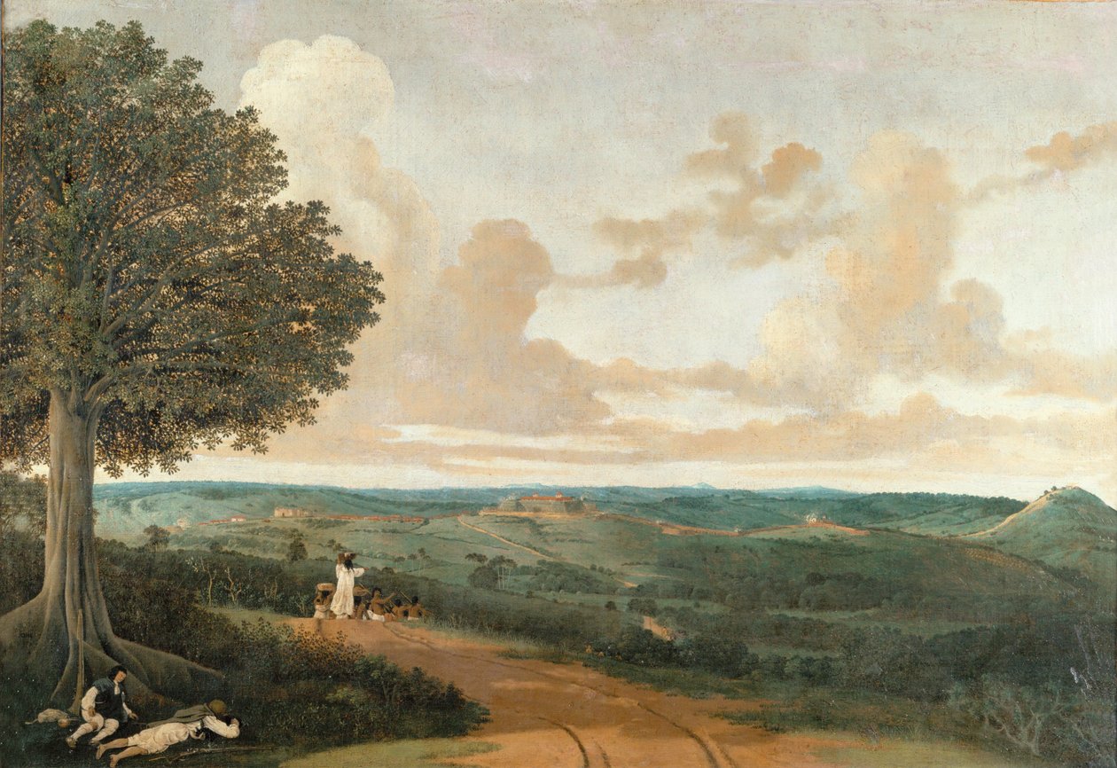 Paisagem brasileira em torno de Porto Calvo ... de Frans Jansz Post