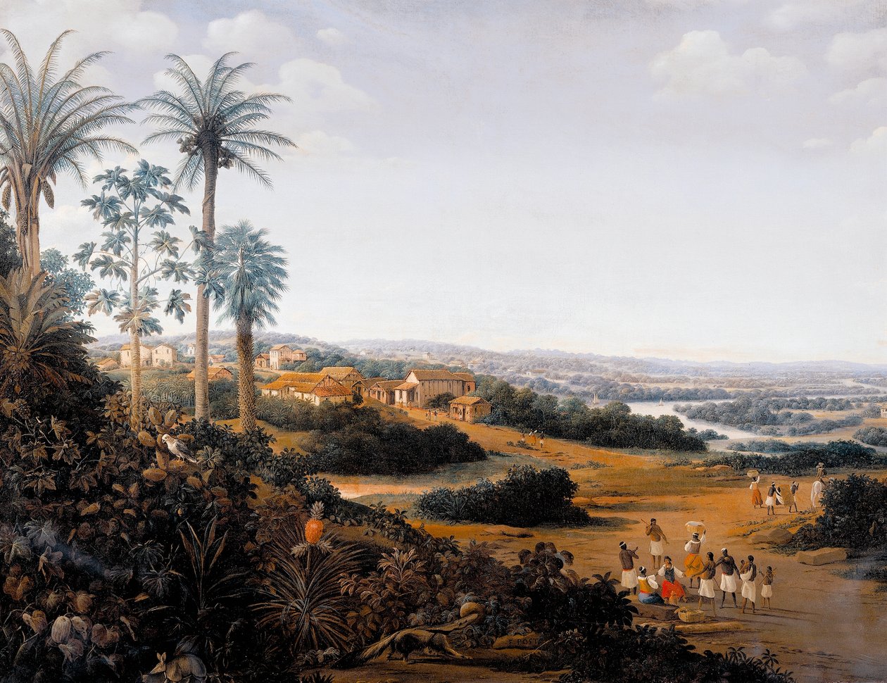 Vila Serinhaem no Brasil ou A casa de um plantador de cana de açúcar no Brasil (óleo sobre tela) de Frans Post