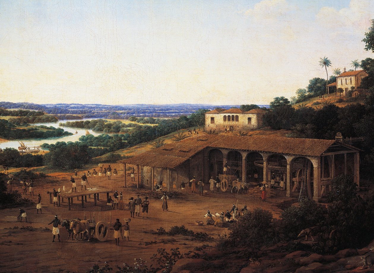 Usinas de cana no Brasil, por Frans Post (1612-1680), óleo sobre tela de Frans Post