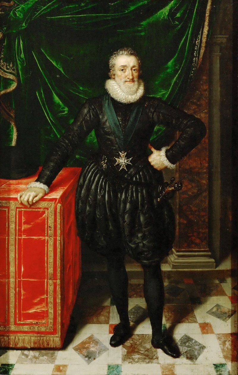 Francês: Portrait de Henri IV (1553-1610), roi de France, en costume noir Henry IV, King of France in Black Dress de Frans Pourbus the Younger