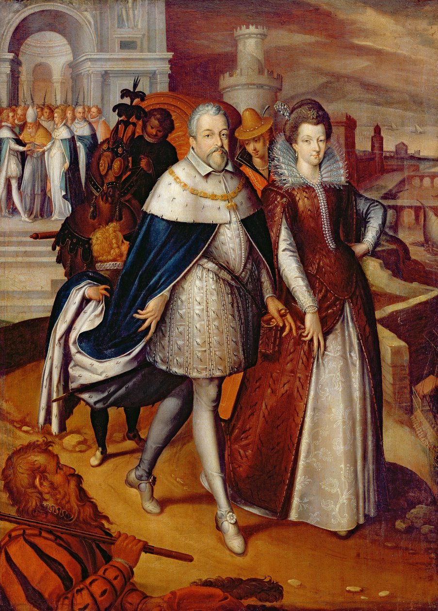 Retrato de Ferdinand I (1549-1609) Grão-duque da Toscana e sua sobrinha Marie (1573-1642), futura esposa de Henri IV de Frans Pourbus the Younger