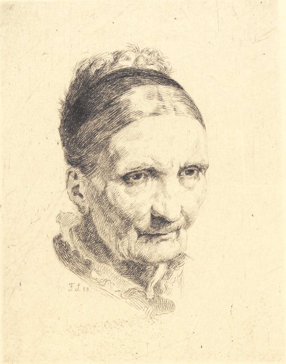 Cabeça de uma velha. Senhora Rasmussen de Frans Schwartz