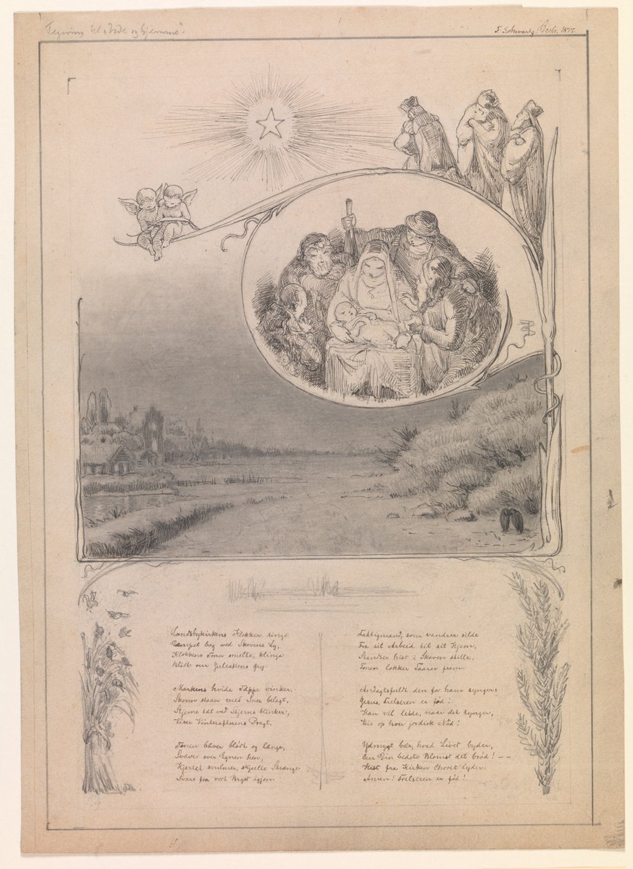 Desenho de Natal para "Para fora e para casa" de Frans Schwartz