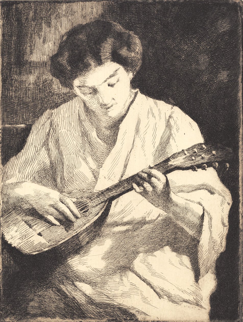 Senhora tocando bandolim de Frans Schwartz