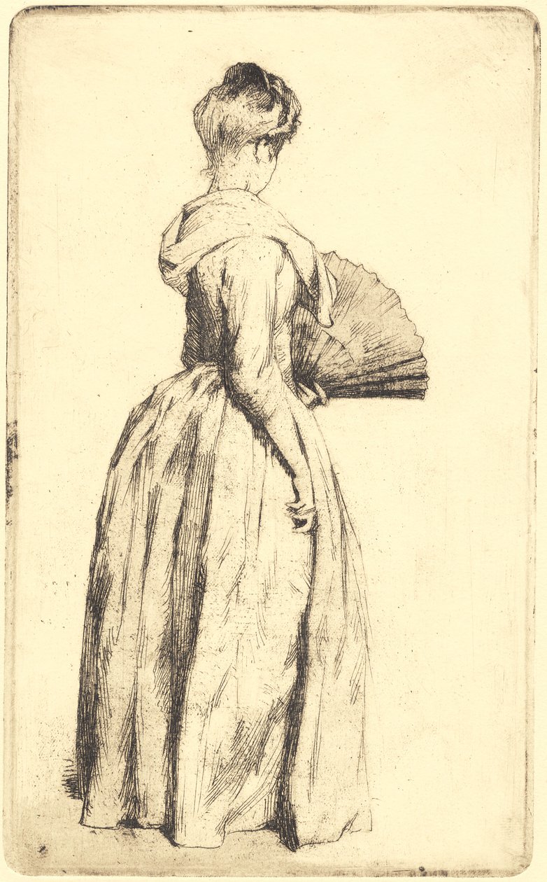 Senhora de pé com um ventilador de Frans Schwartz