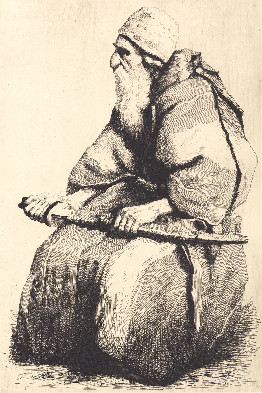 Figura de estudo: Velho barbudo em traje oriental de Frans Schwartz