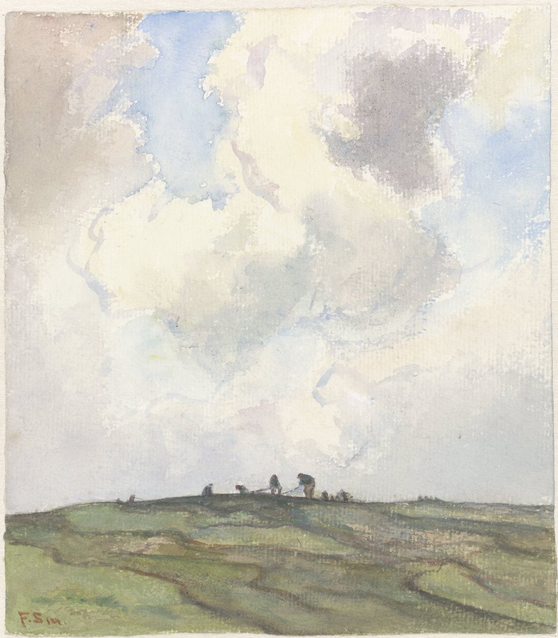 Queimar redes num campo de relva atrás das dunas de Frans Alexander Evert Lodewijk Smissaert