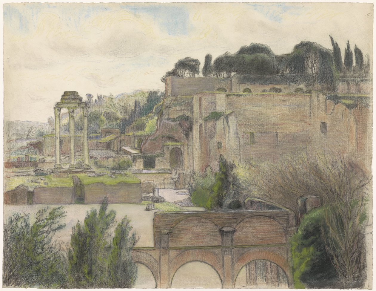 Vista do Fórum Romano e do Palatino, vista da Via Capitolina de Frans Alexander Evert Lodewijk Smissaert
