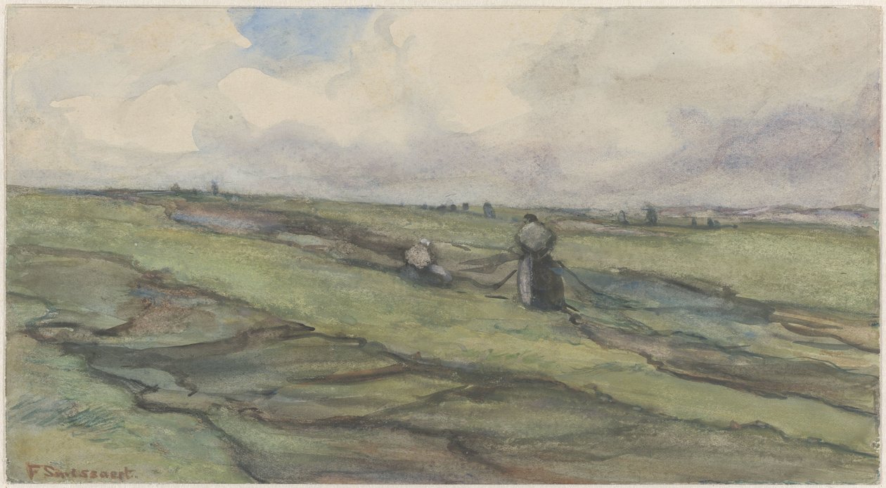 As esposas dos pescadores remendo de redes de pesca de Frans Alexander Evert Lodewijk Smissaert