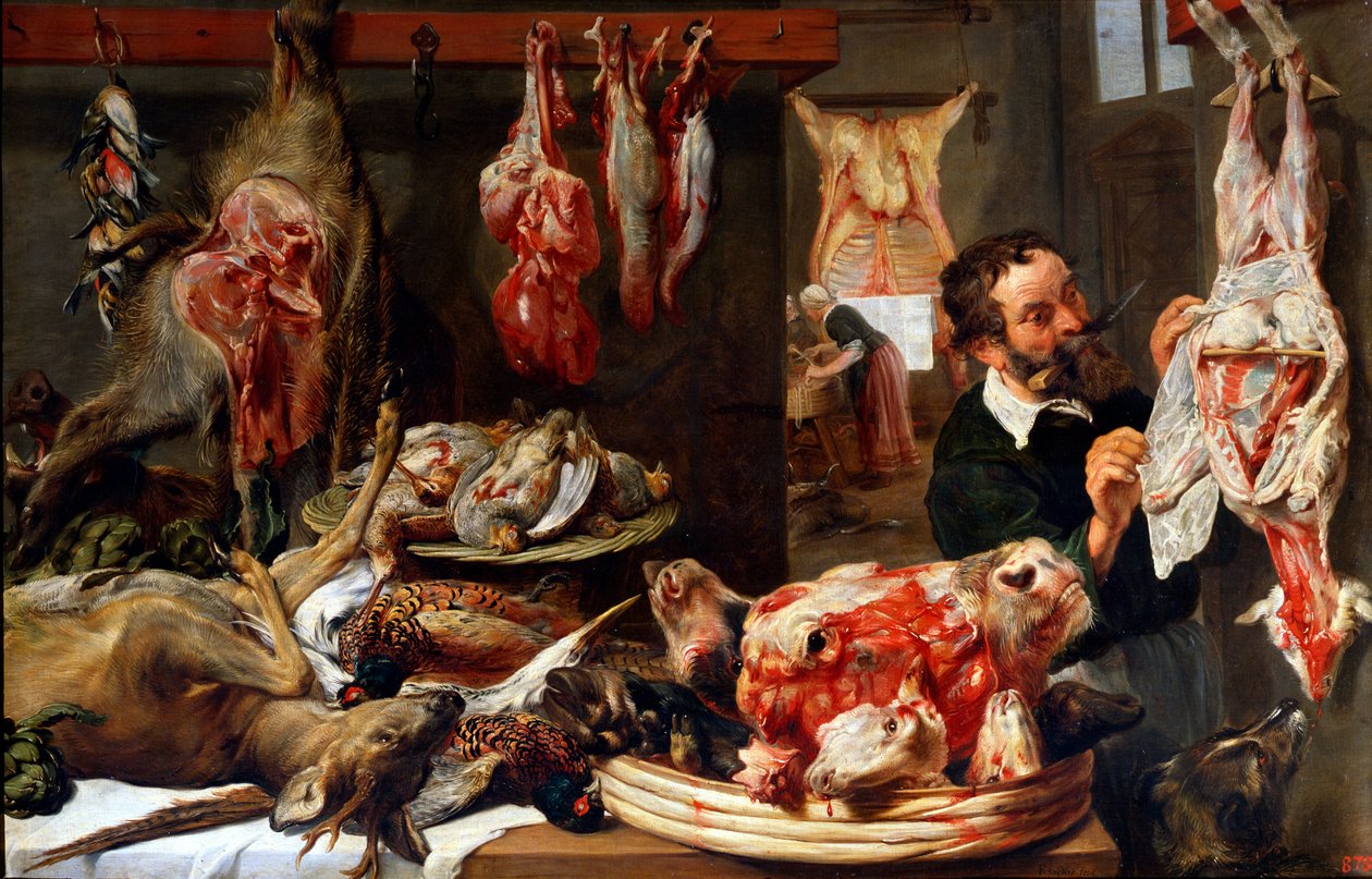 Um açougue, década de 1630. de Frans Snyders or Snijders