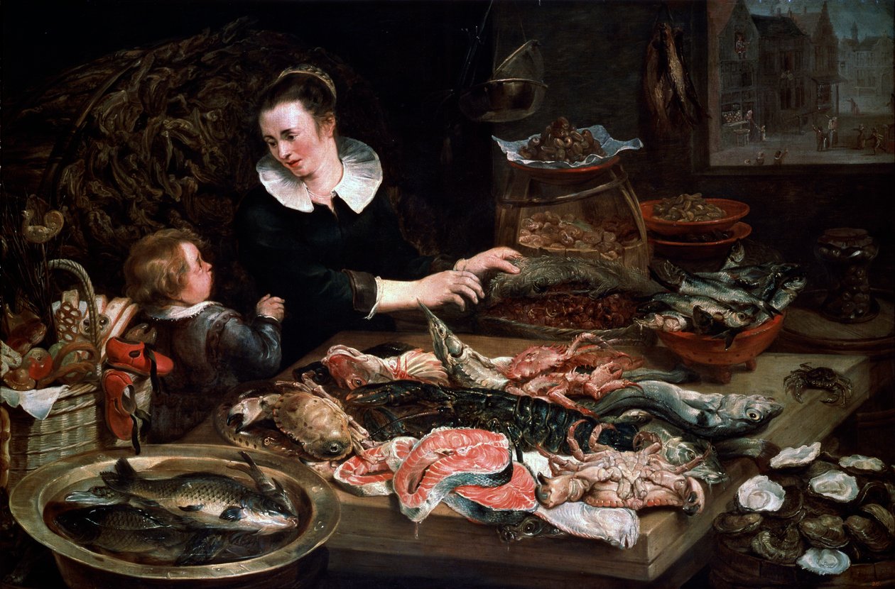 A Fishmongers Shop, c1616-1618. de Frans Snyders or Snijders
