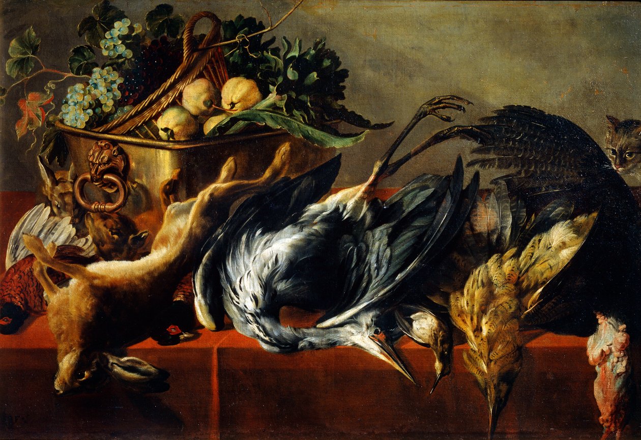 Ainda vida com um baú de ébano, século XVII de Frans Snyders or Snijders