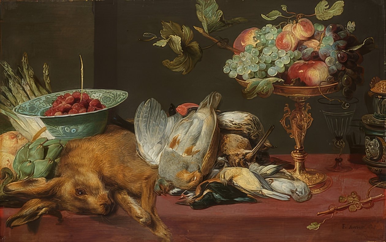 Natureza morta com pequenos jogos e frutas de Frans Snyders or Snijders