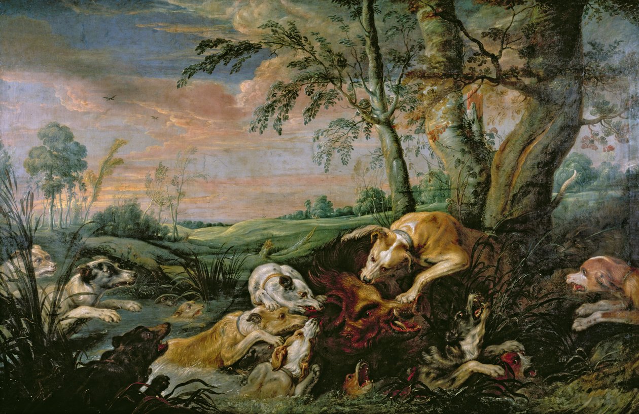 Uma caça ao javali de Frans Snyders or Snijders