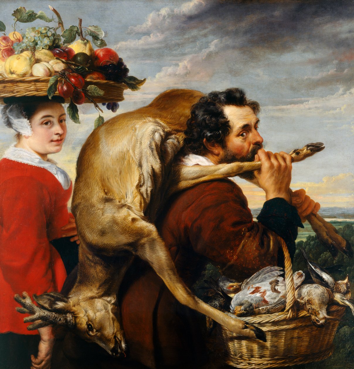 Números com fruta e caça (óleo sobre tela) de Frans Snyders or Snijders