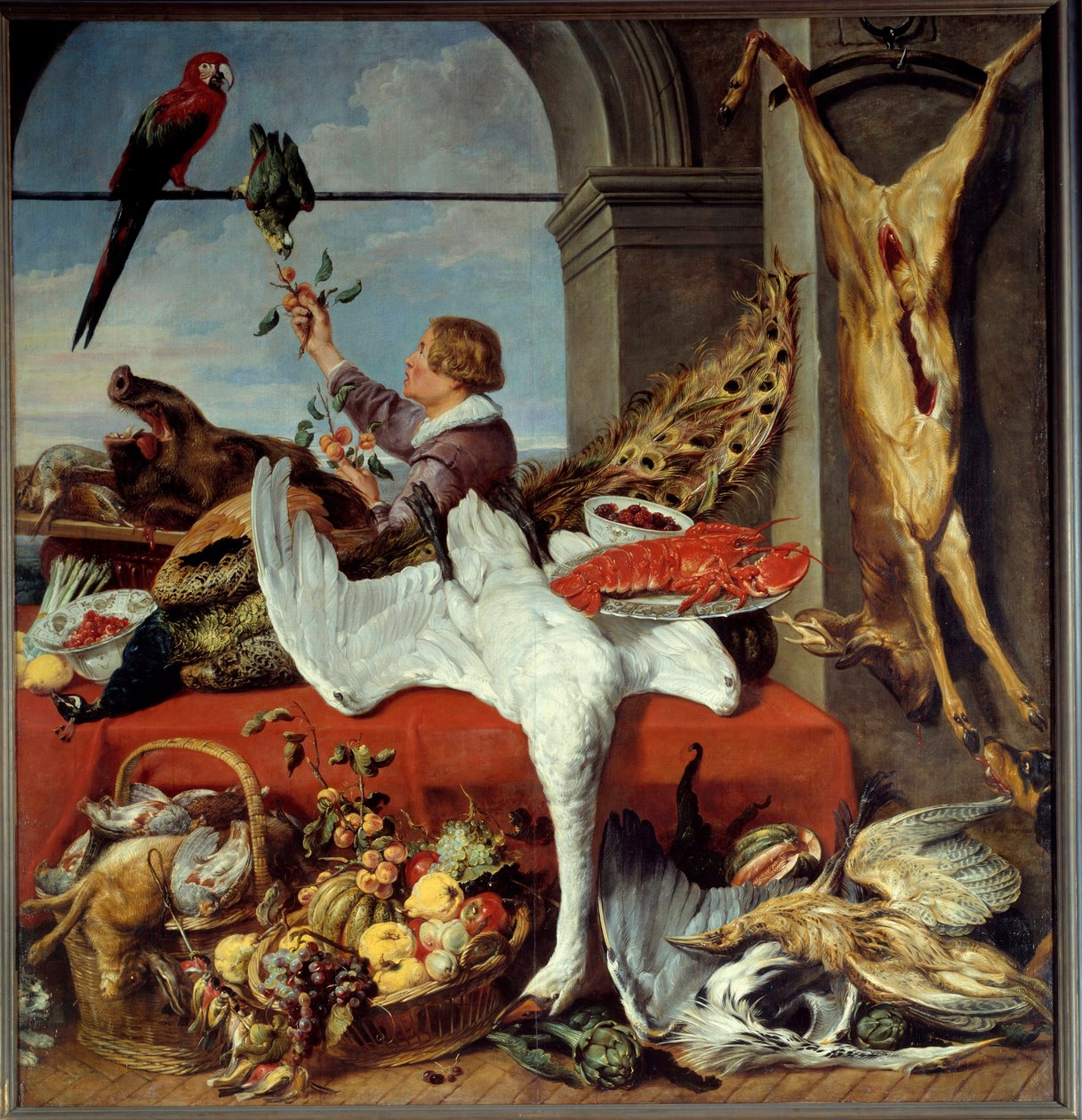 Interior de escritórios Natureza morta de caça, vegetais. pintura de Franz Snyders (1579-1657) Sol do século XVII. 2,26x2,36 m Caen, Musee des Beaux Arts de Frans Snyders or Snijders