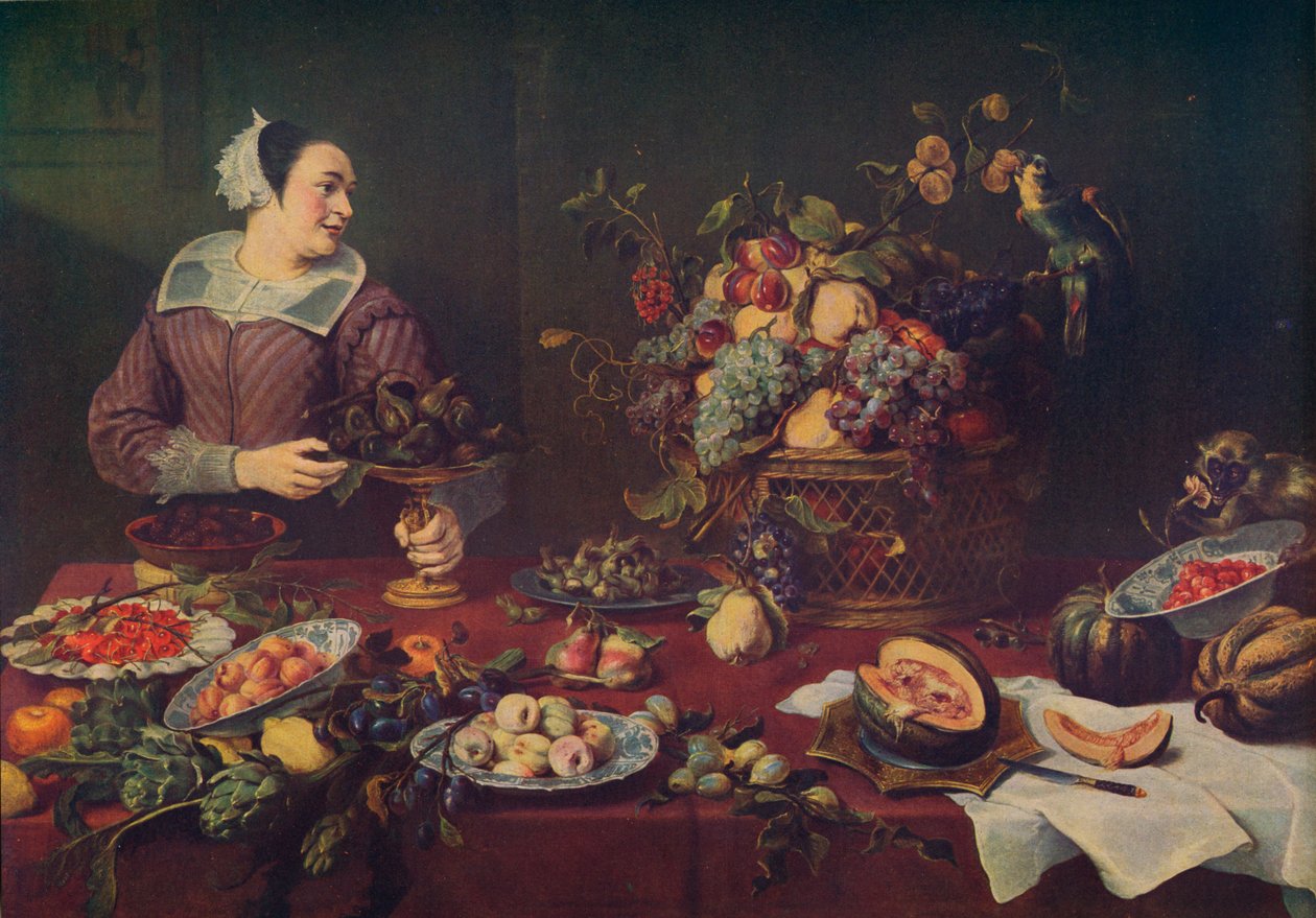 A vendedora de frutas, o vendedor de frutas, 1636, c1934 de Frans Snyders or Snijders