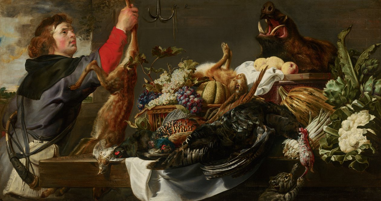 Ainda vida com Huntsman, c.1615 de Frans Snyders or Snijders