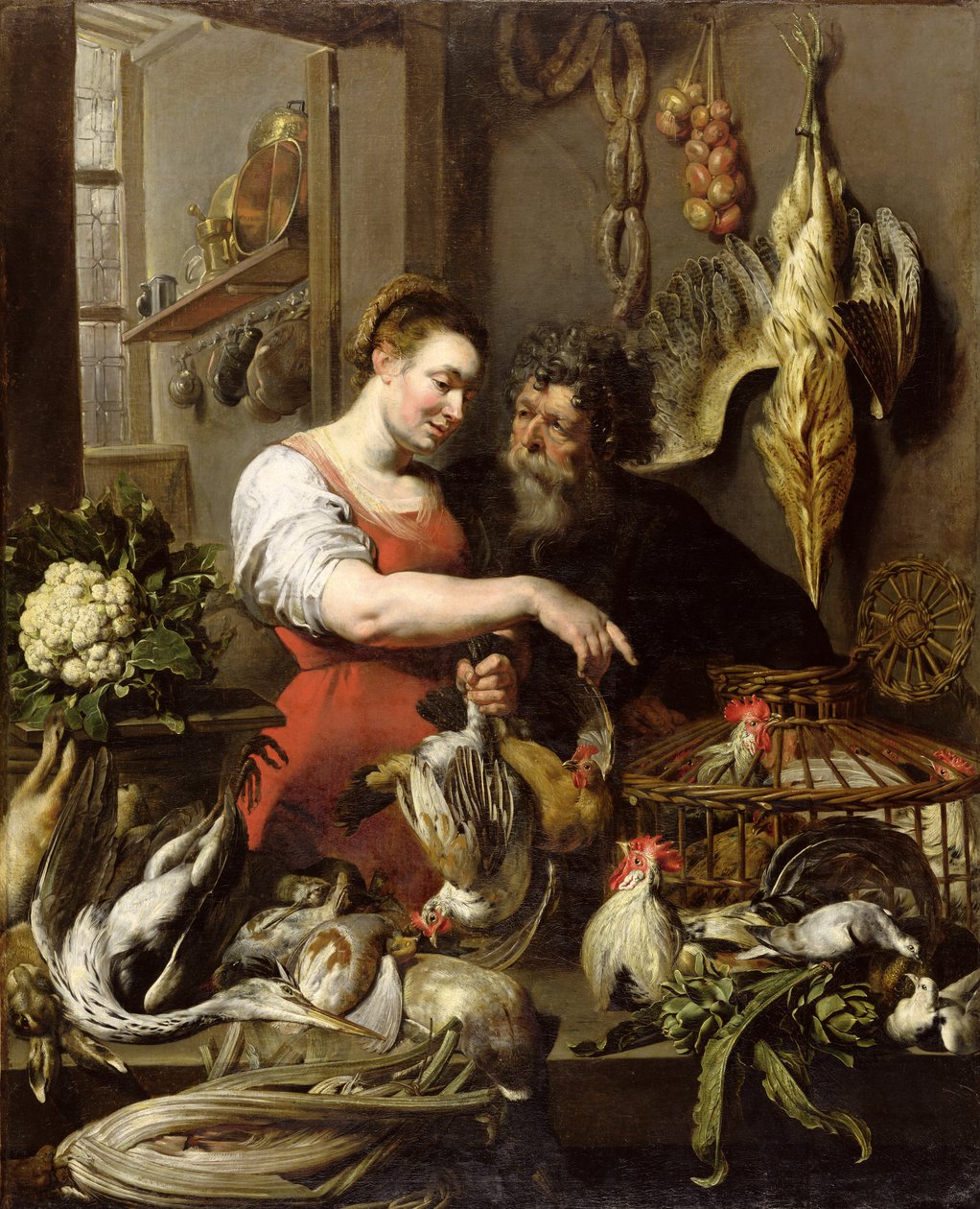 A Loja do Poulterer (óleo sobre tela) de Frans Snyders or Snijders