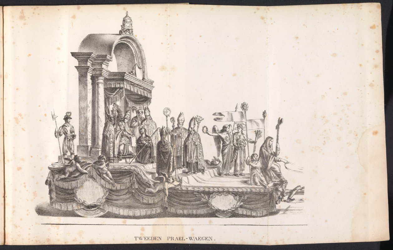 Segundo carro alegórico na procissão de São Rombout, 1825
Tweeden Prael-waegen (título sobre o objecto) de Frans Vervloet