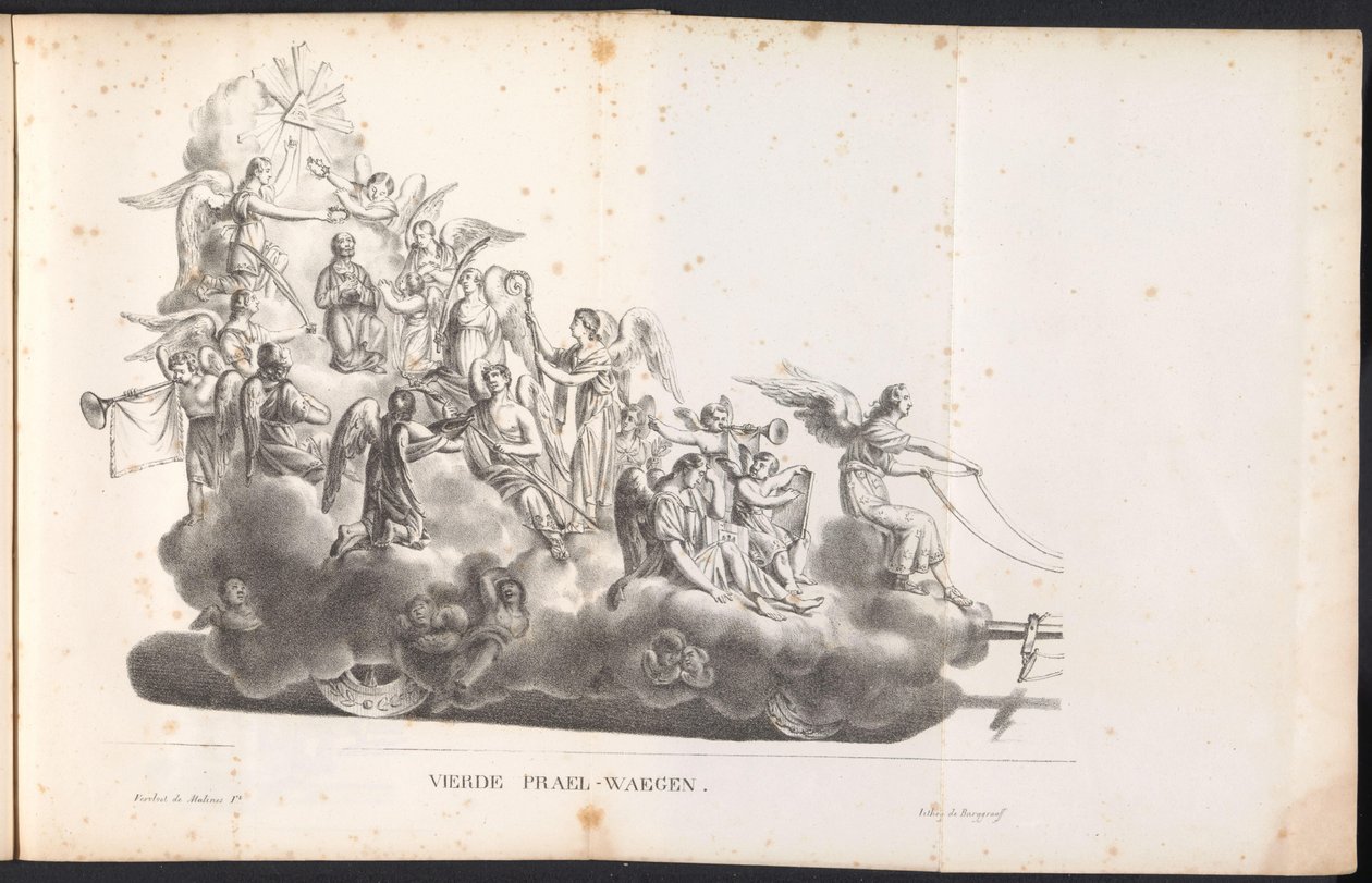 Quarto carro alegórico na procissão de São Rombout, 1825
Quarto Prael-waegen (título sobre o objecto) de Frans Vervloet