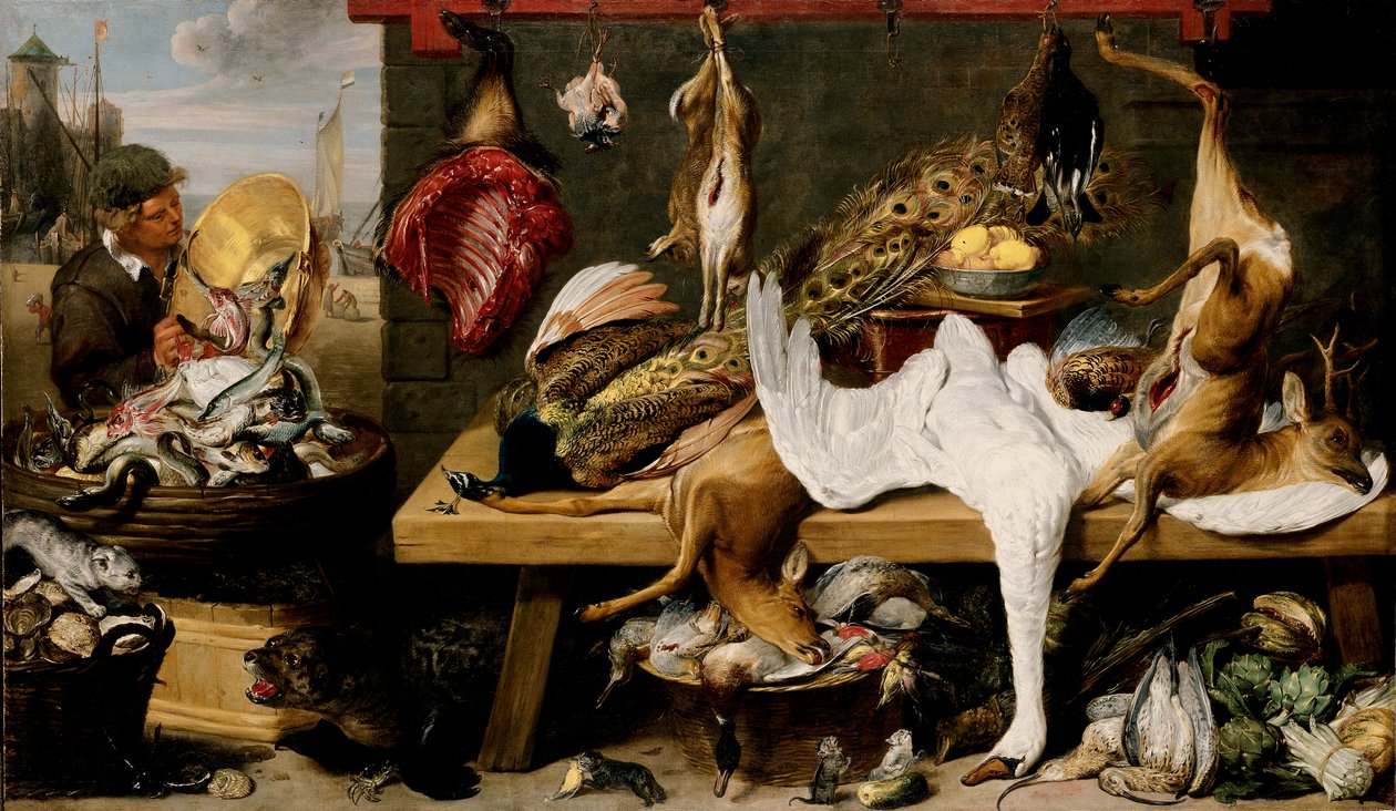 Cena do mercado em um cais, c.1635-1640 de Frans and workshop Snyders