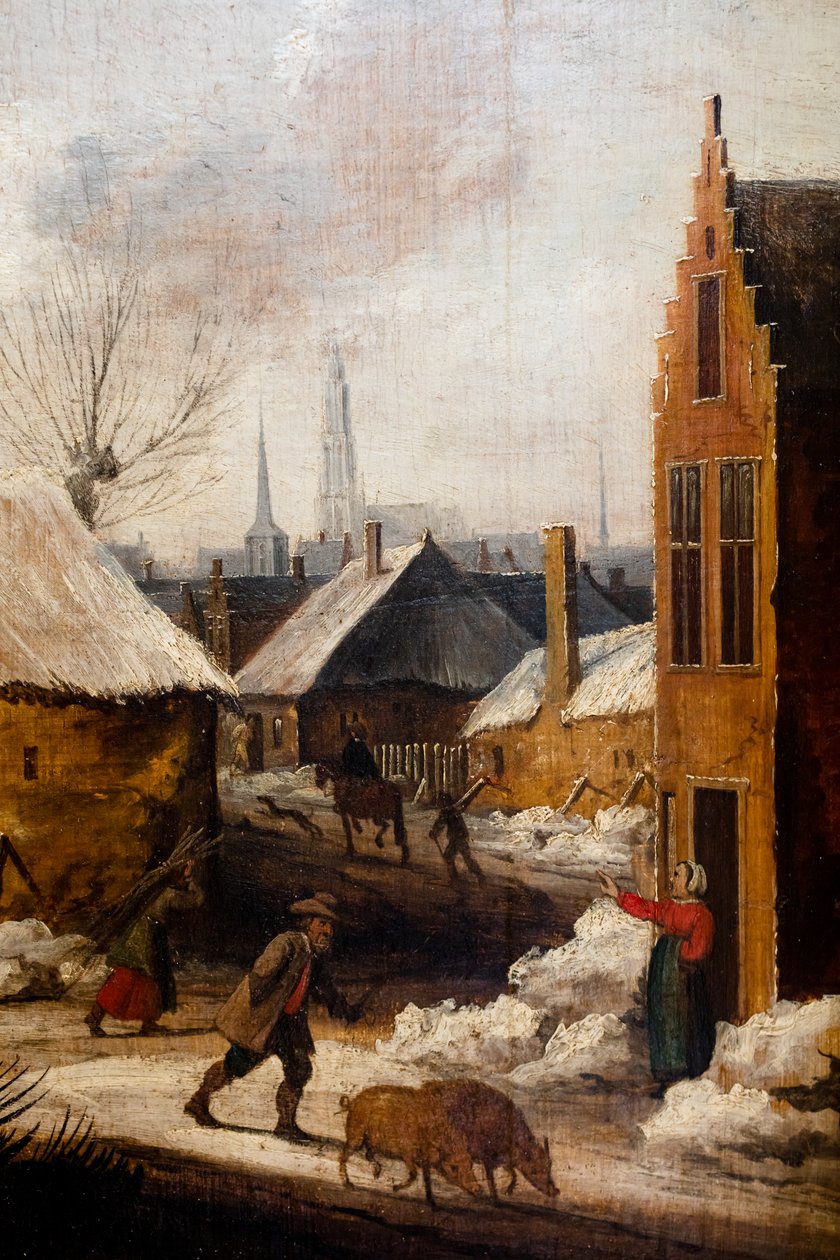 Uma aldeia sob a neve, pormenor de Frans de Momper