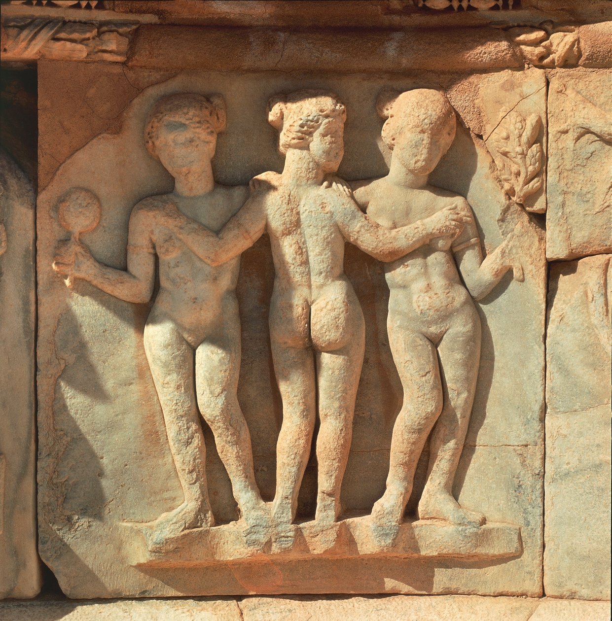 Líbia, Tripolitânia Histórica, Sabratha Antiga, Teatro, Detalhe do relevo de Painter Darius