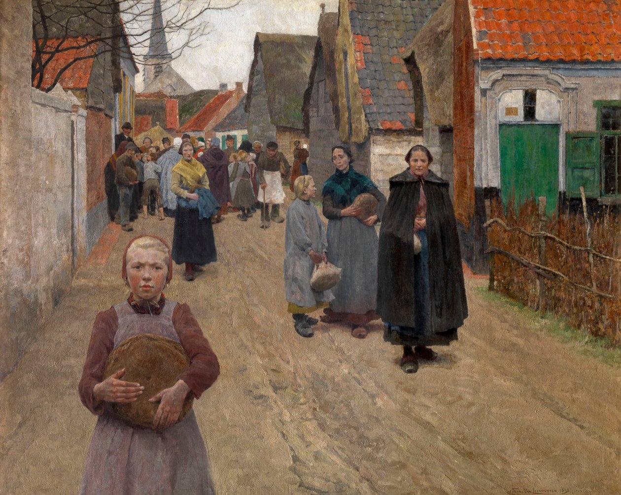 A Distribuição de Pão na Aldeia de Frans Van Leemputten