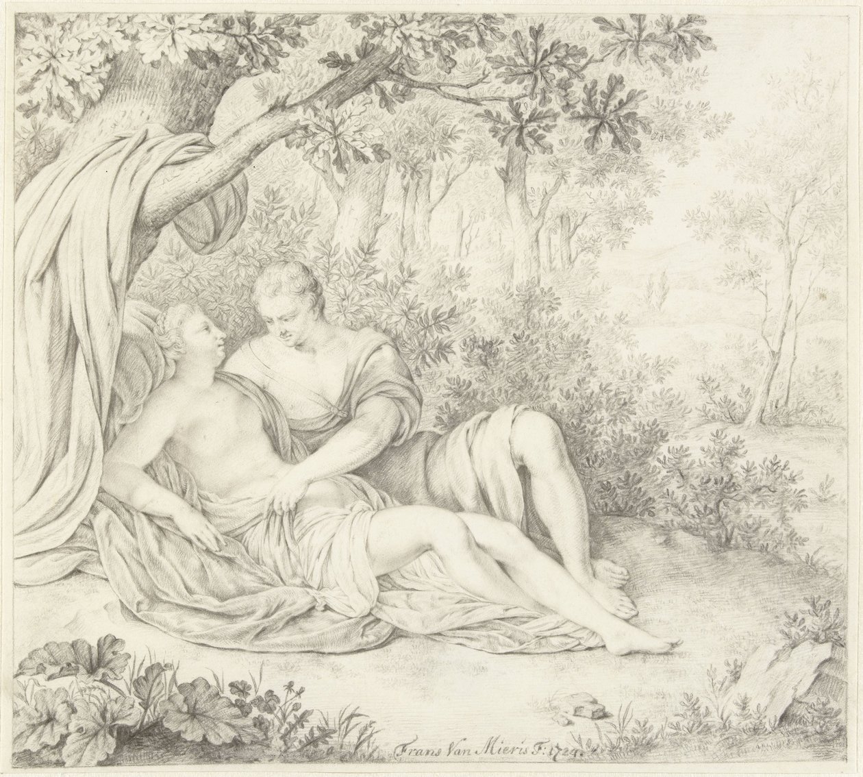Amo o casal debaixo da árvore de Frans van Mieris (II)