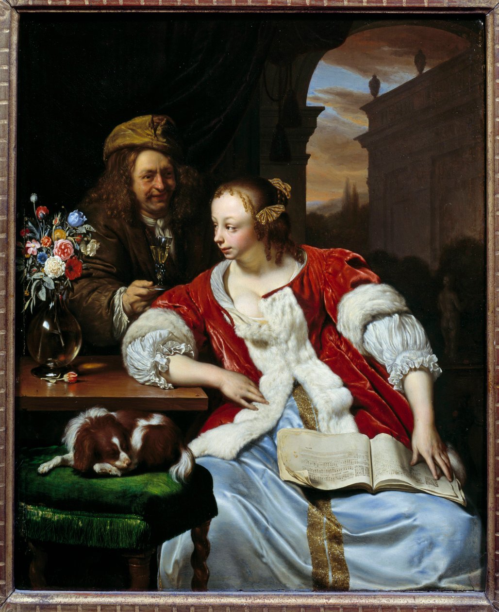 A canção interrompida Retratos do artista e de sua esposa. Pintura de Franz van Mieris dit le Vieux (1635-1681) de Frans van Mieris