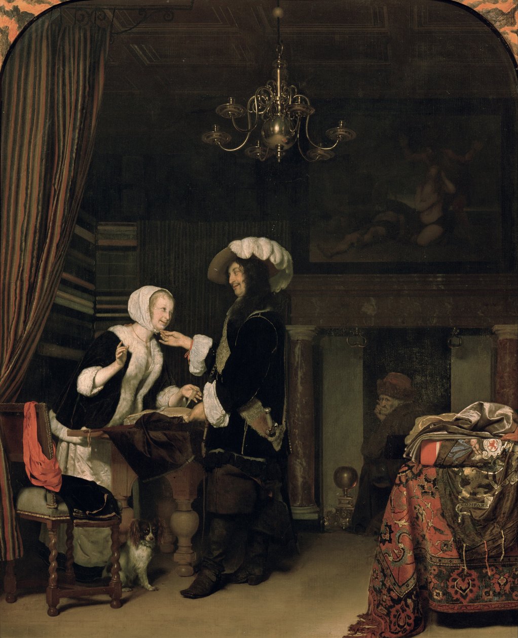 Cavalier na loja de Frans van Mieris the Elder