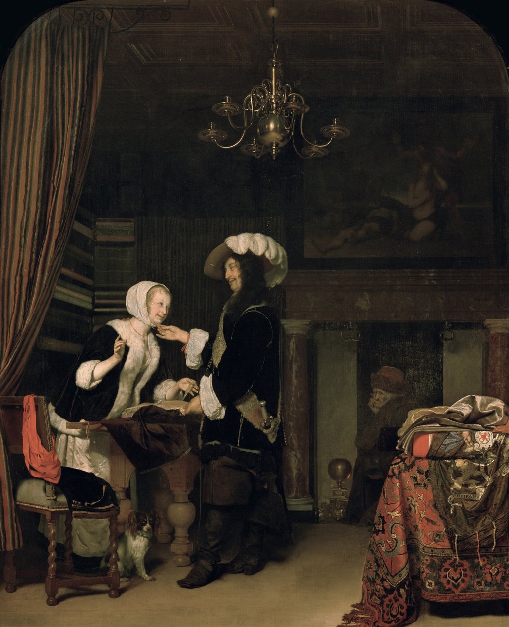 Cavalier na loja, 1660 de Frans van Mieris the Elder