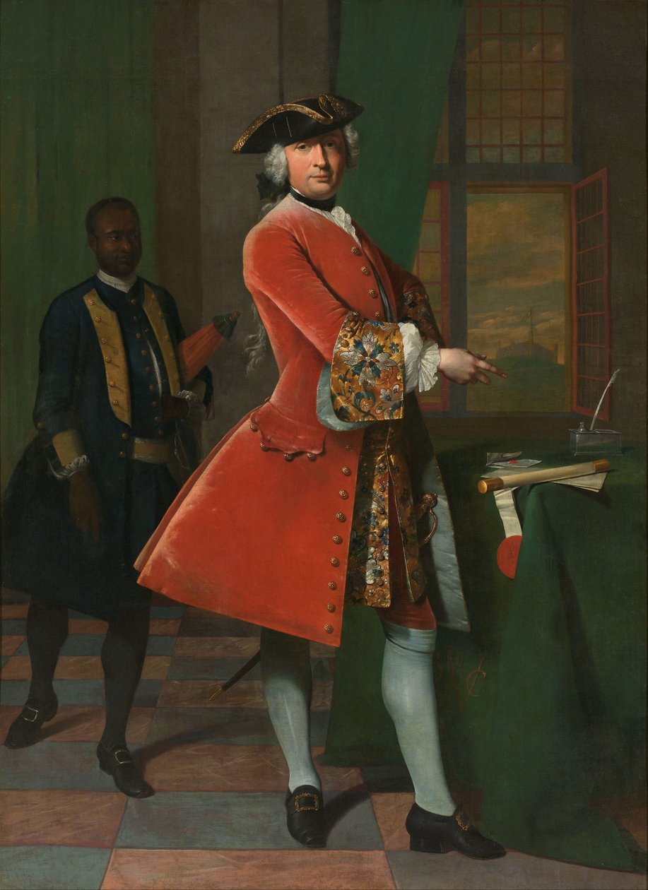 Retrato de Jan Pranger e de um Servo Escravizado de Frans van der Mijn