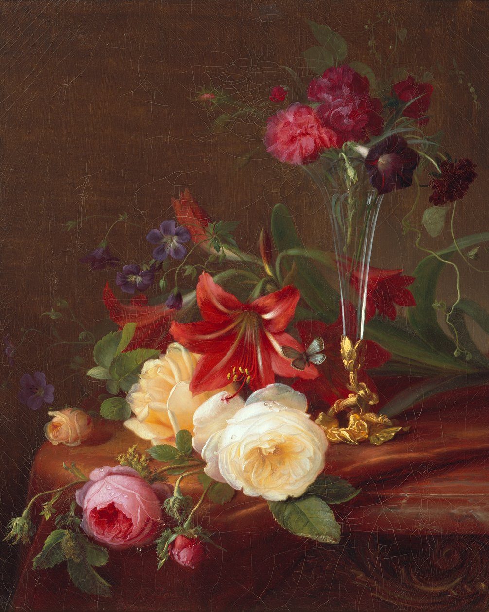 Arranjo com flores e um vaso de Frants Diderik Boe