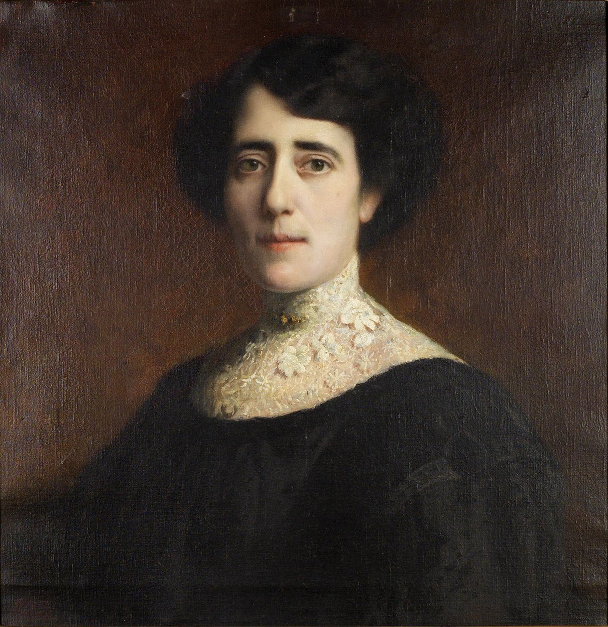 Retrato de uma senhora com gola de renda de Franz von Stuck
