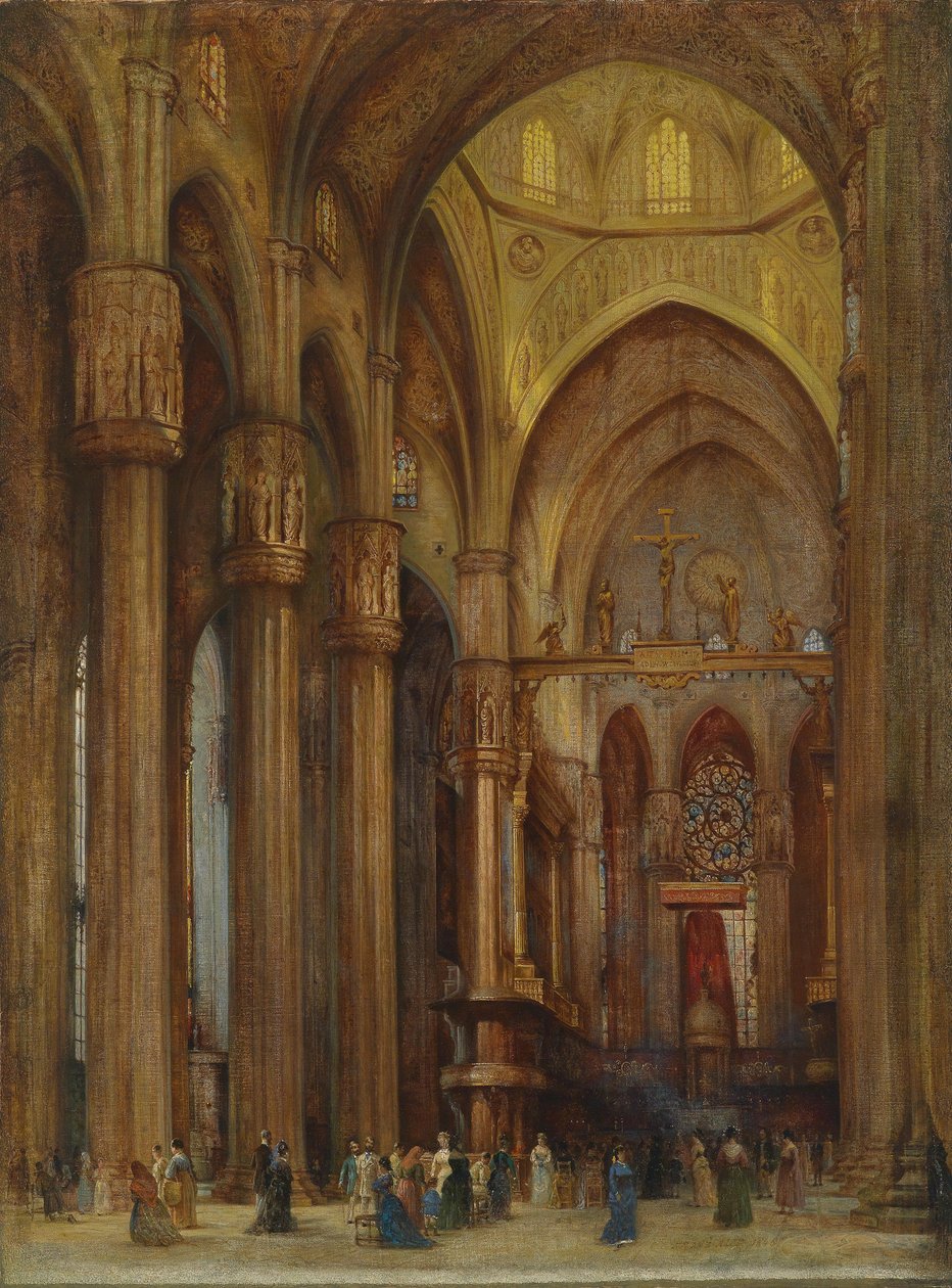 Vista da Catedral de Milão com o Altare Privilegata, ao fundo o altar-mor de Pellegrino Tibaldi de Franz Alt