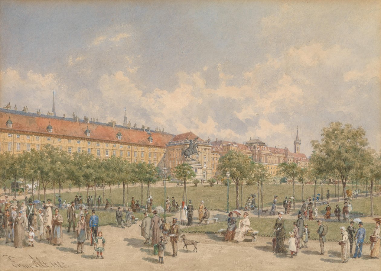 A Praça dos Heróis em Viena, com vista para o trato de Leopoldin do Hofburg de Franz Alt