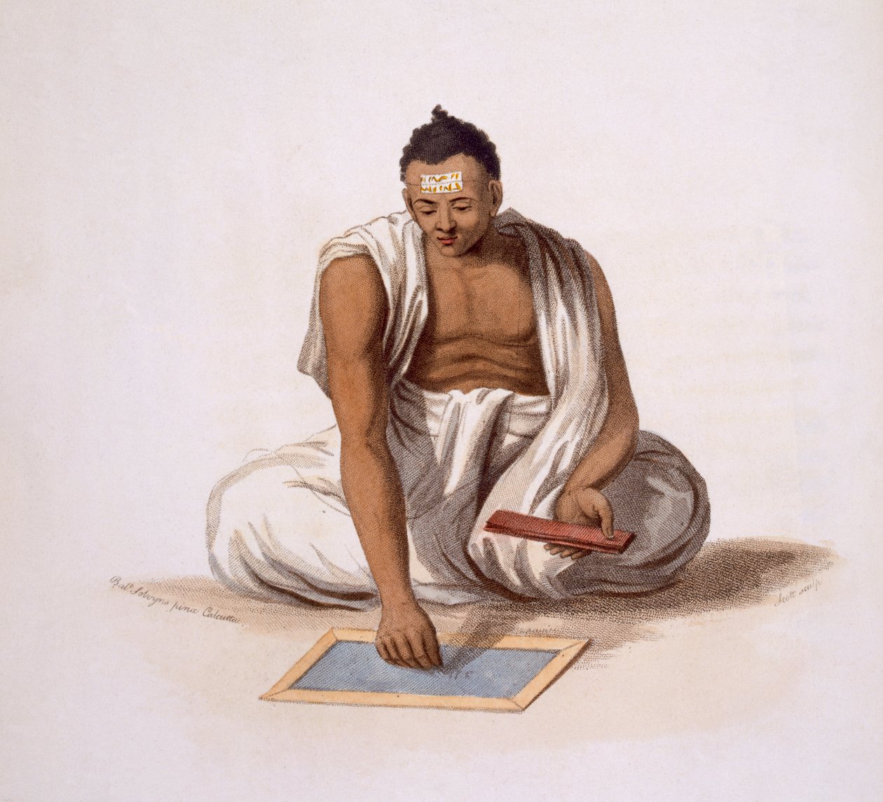 Um Dyback, ou astrólogo, de &39;Costumes of India&39; de E. Orme, 1804 (gravura colorida) de Franz Balthazar Solvyns