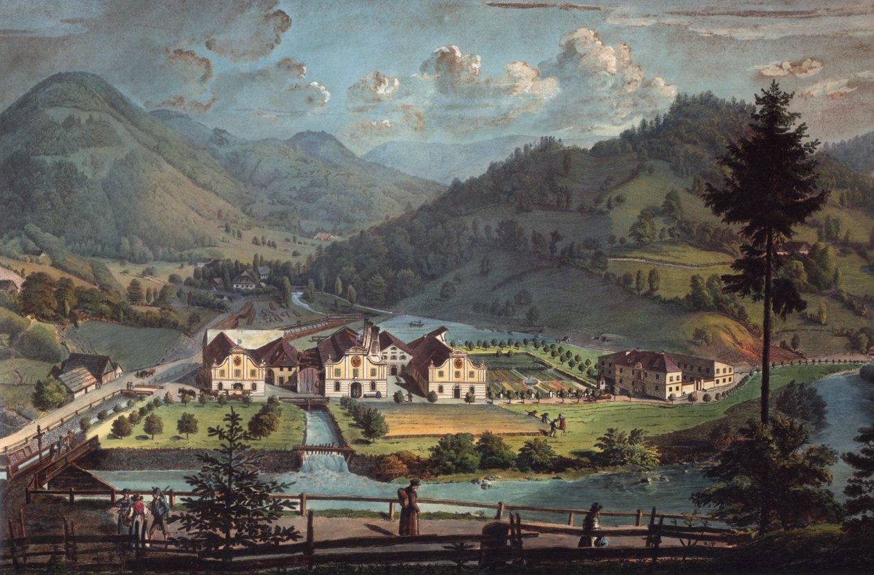 Nova impressão na Scheibbs, fábrica Toepper por volta de 1827 de Franz Barbarini