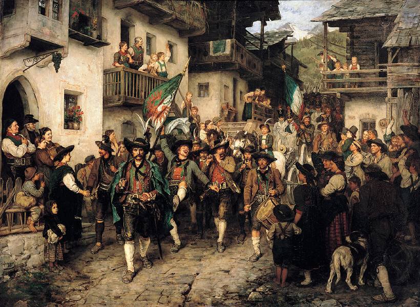 Retornando Landsturm tirolesa na guerra de 1809 de Franz Defregger