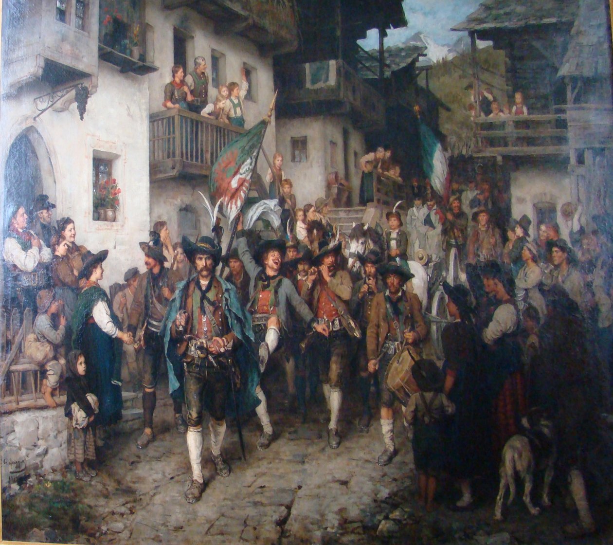 Retornando Landsturm tirolesa na Guerra de 1809Tourolean Home Guard retornando da guerra em 1809. de Franz Defregger