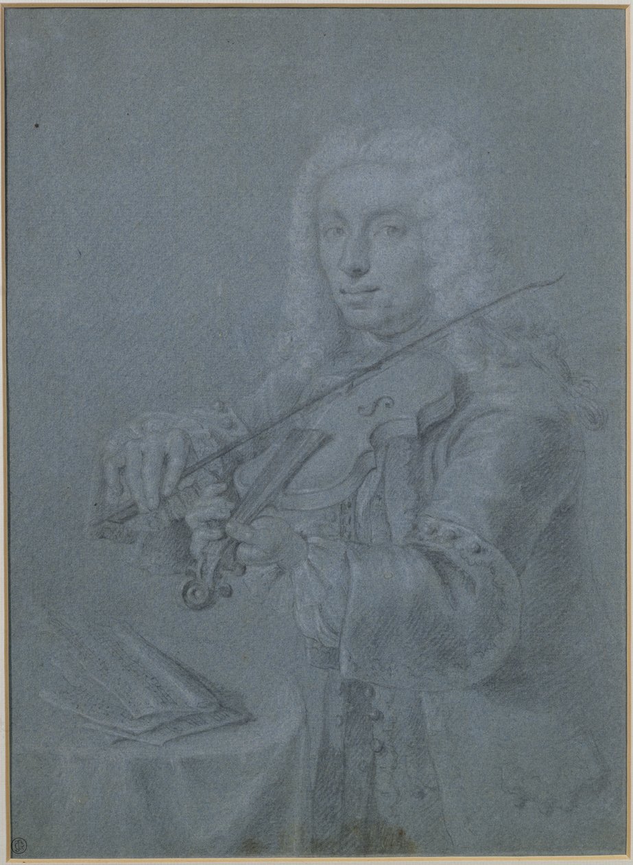 Retrato de Francesco Veracini (1690-1768), violinista italiano (lápis e giz) de Franz Ferdinand Richter