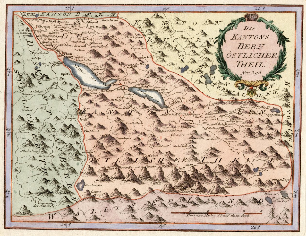 Parte oriental do cantão de Berna. ONG. 395. Gravura em cobre, ca. 1 de Franz Johann Joseph von Reilly