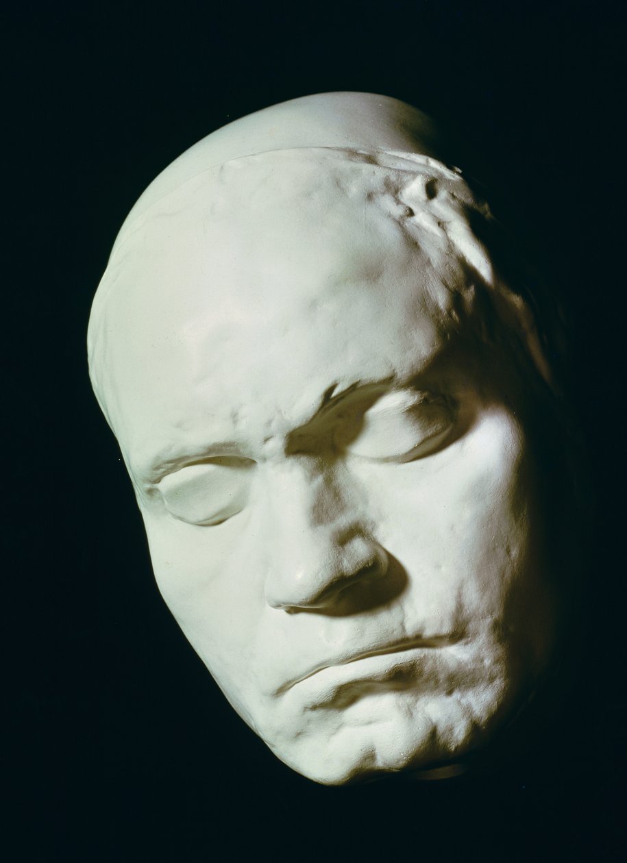 Máscara de Beethoven (1770-1827), tirada da vida com a idade de 42, 1812 (gesso) de Franz Klein