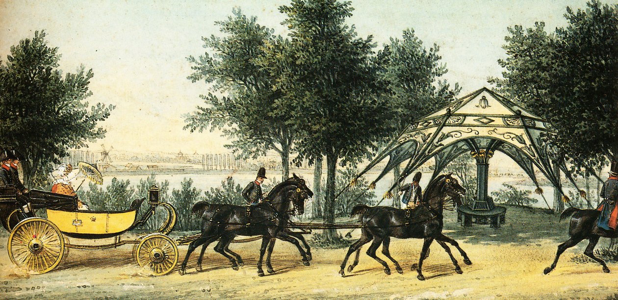 a tenda no parque Klein-Glienicke, c. 1840, Franz Krüger de Franz Krüger