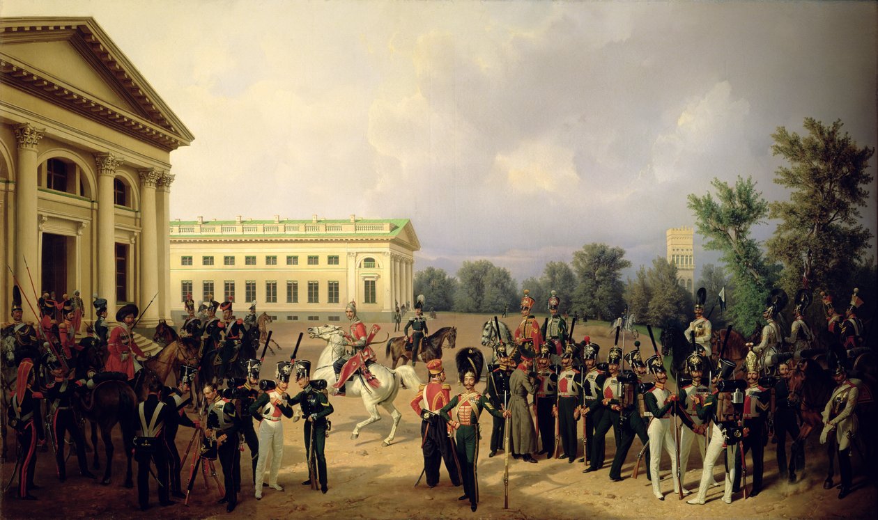 A Guarda Russa em Tsarskoye Selo em 1832, 1841 de Franz Krüger
